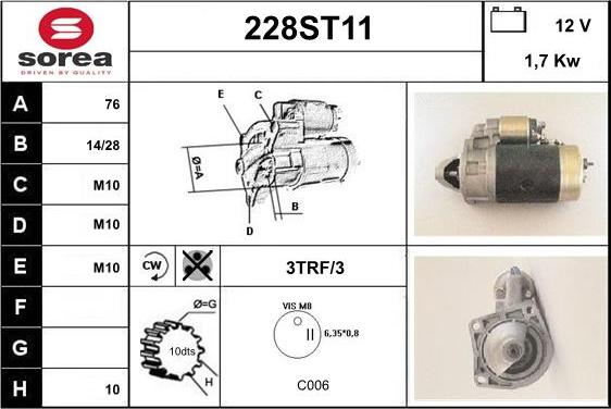 STARTCAR 228ST11 - Démarreur cwaw.fr