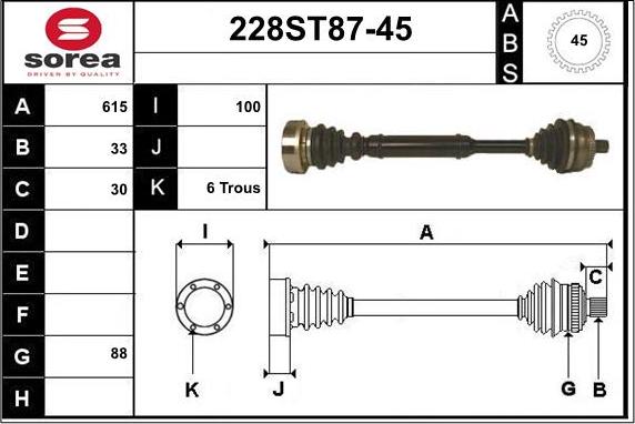 STARTCAR 228ST87-45 - Arbre de transmission cwaw.fr