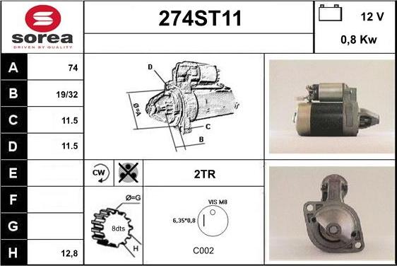 STARTCAR 274ST11 - Démarreur cwaw.fr