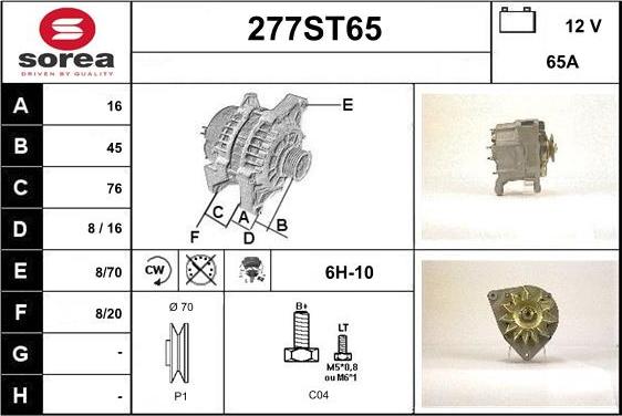 STARTCAR 277ST65 - Alternateur cwaw.fr