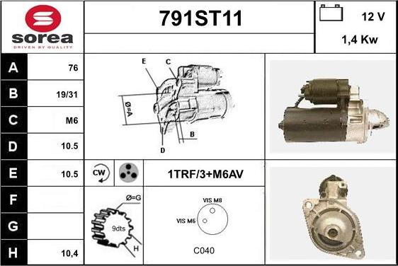 STARTCAR 791ST11 - Démarreur cwaw.fr