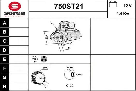 STARTCAR 750ST21 - Démarreur cwaw.fr