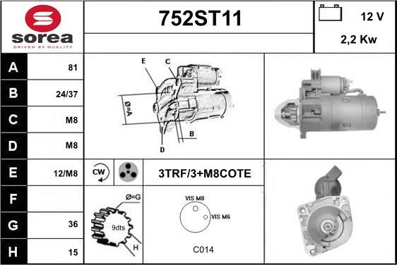 STARTCAR 752ST11 - Démarreur cwaw.fr