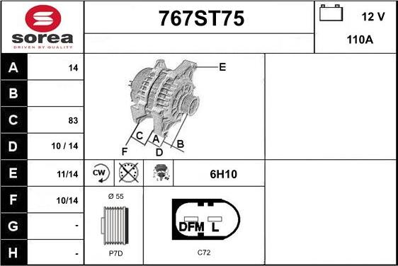 STARTCAR 767ST75 - Alternateur cwaw.fr