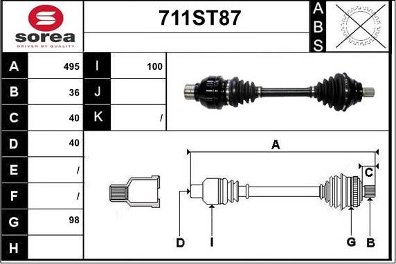 STARTCAR 711ST87 - Arbre de transmission cwaw.fr