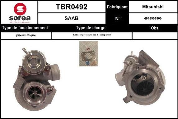 STARTCAR TBR0492 - Turbocompresseur, suralimentation cwaw.fr