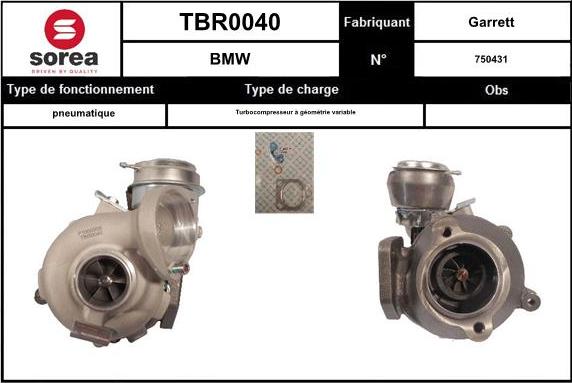 STARTCAR TBR0040 - Turbocompresseur, suralimentation cwaw.fr