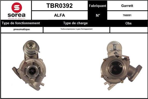 STARTCAR TBR0392 - Turbocompresseur, suralimentation cwaw.fr