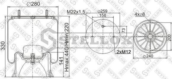 Stellox 90-40042-SX - Ressort pneumatique, suspension pneumatique cwaw.fr