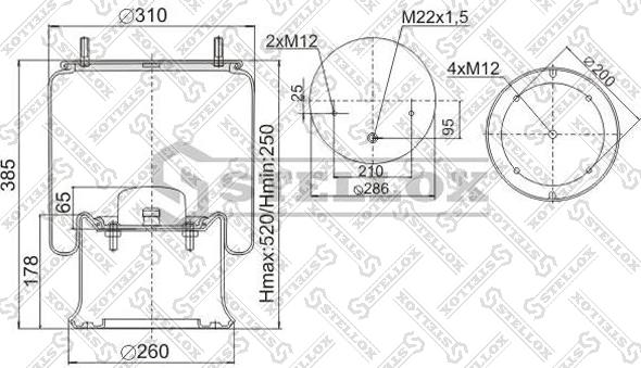 Stellox 90-40231-SX - Ressort pneumatique, suspension pneumatique cwaw.fr