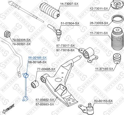 Stellox 56-00195-SX - Entretoise / tige, stabilisateur cwaw.fr