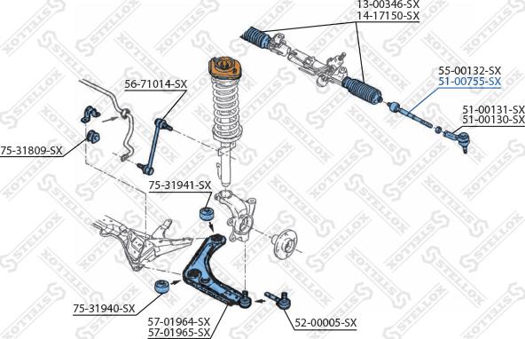 Stellox 51-00755-SX - Rotule de direction intérieure, barre de connexion cwaw.fr