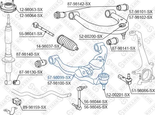 Stellox 57-98099-SX - Bras de liaison, suspension de roue cwaw.fr