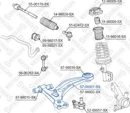 Stellox 57-98001-SX - Bras de liaison, suspension de roue cwaw.fr