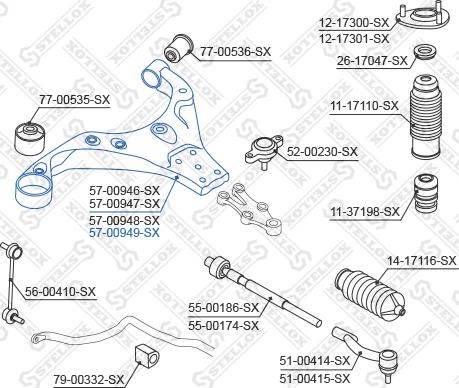 Stellox 57-00949-SX - Bras de liaison, suspension de roue cwaw.fr