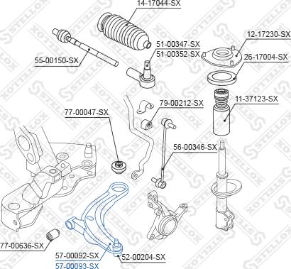 Stellox 57-00093-SX - Bras de liaison, suspension de roue cwaw.fr