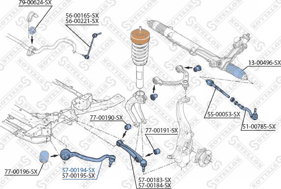 Stellox 57-00194-SX - Bras de liaison, suspension de roue cwaw.fr