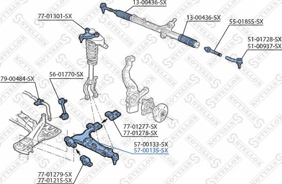 Stellox 57-00135-SX - Bras de liaison, suspension de roue cwaw.fr