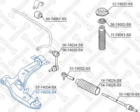 Stellox 57-74035-SX - Bras de liaison, suspension de roue cwaw.fr