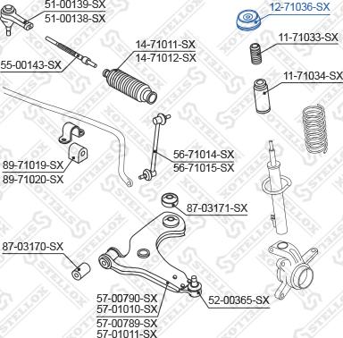 Stellox 12-71036-SX - Roulement, coupelle de suspension cwaw.fr