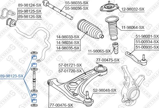 Stellox 89-98123-SX - Coussinet de palier, stabilisateur cwaw.fr