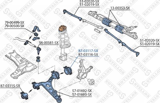 Stellox 87-03117-SX - Suspension, bras de liaison cwaw.fr