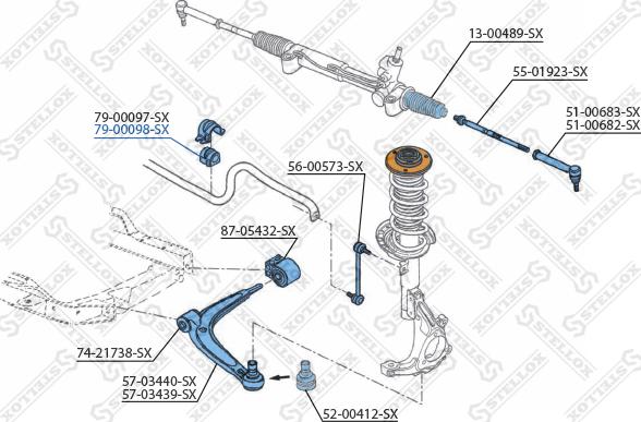 Stellox 79-00098-SX - Coussinet de palier, stabilisateur cwaw.fr