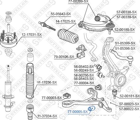 Stellox 77-00005-SX - Suspension, bras de liaison cwaw.fr