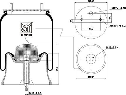 ST-Templin 04.060.6106.910 - Ressort pneumatique, suspension pneumatique cwaw.fr