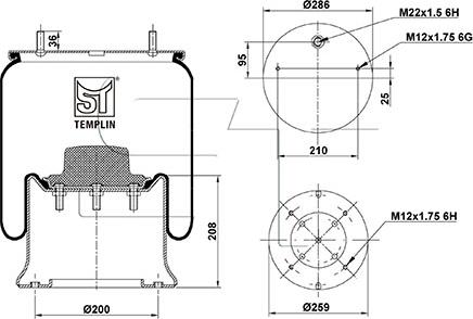 ST-Templin 04.060.6206.530 - Ressort pneumatique, suspension pneumatique cwaw.fr