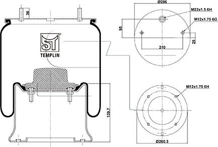 ST-Templin 04.060.6206.830 - Ressort pneumatique, suspension pneumatique cwaw.fr