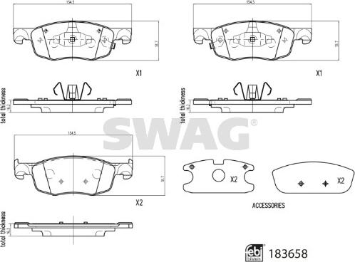 Swag 33 10 9110 - Kit de plaquettes de frein, frein à disque cwaw.fr