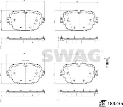 Swag 33 10 9325 - Kit de plaquettes de frein, frein à disque cwaw.fr