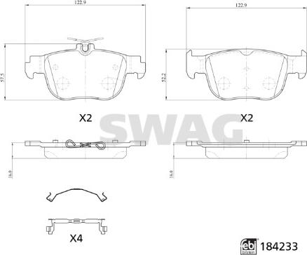 Swag 33 10 9323 - Kit de plaquettes de frein, frein à disque cwaw.fr