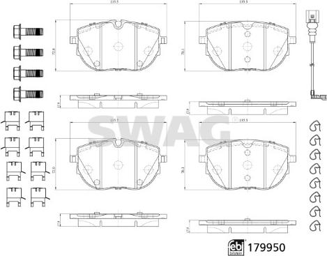 Swag 33 10 5568 - Kit de plaquettes de frein, frein à disque cwaw.fr