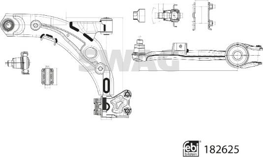 Swag 33 10 8695 - Bras de liaison, suspension de roue cwaw.fr