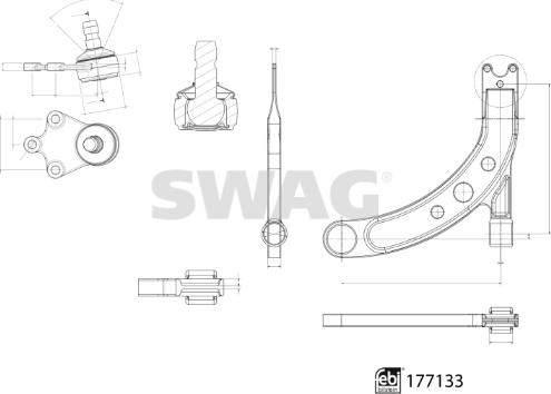 Swag 33 10 3923 - Bras de liaison, suspension de roue cwaw.fr