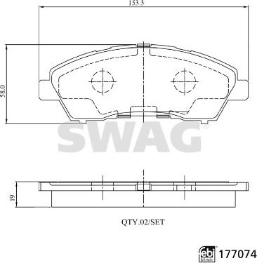 Swag 33 10 7496 - Kit de plaquettes de frein, frein à disque cwaw.fr