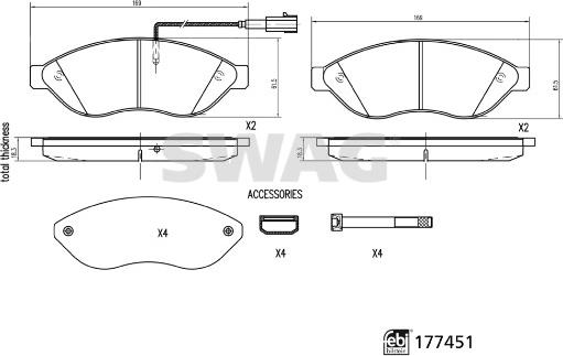 Swag 33 10 7381 - Kit de plaquettes de frein, frein à disque cwaw.fr