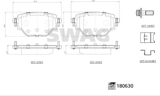 Swag 33 10 7799 - Kit de plaquettes de frein, frein à disque cwaw.fr