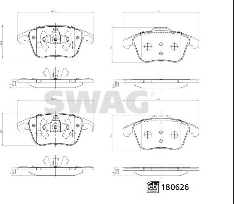 Swag 33 10 7796 - Kit de plaquettes de frein, frein à disque cwaw.fr