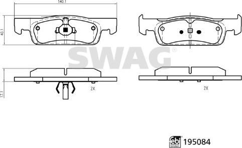 Swag 33 11 1859 - Kit de plaquettes de frein, frein à disque cwaw.fr