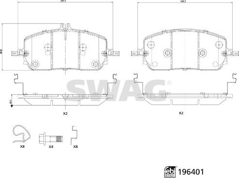 Swag 33 11 2155 - Kit de plaquettes de frein, frein à disque cwaw.fr