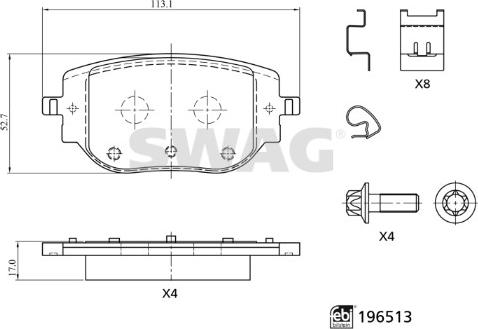 Swag 33 11 2200 - Kit de plaquettes de frein, frein à disque cwaw.fr