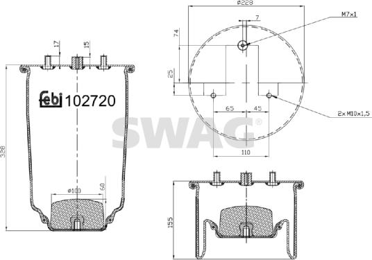 Swag 37 10 2720 - Ressort pneumatique, suspension pneumatique cwaw.fr