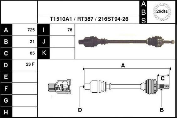 Technika 38216A1 - Arbre de transmission cwaw.fr