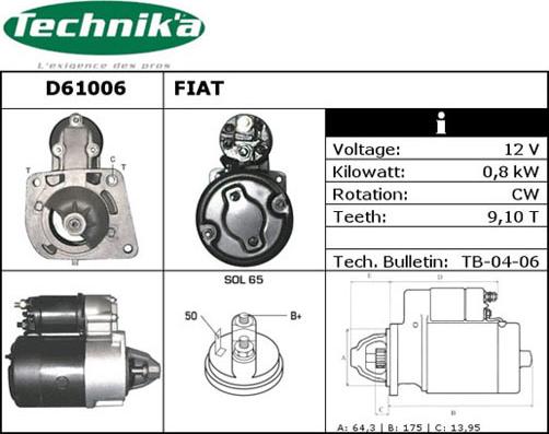 Technika D61006 - Démarreur cwaw.fr