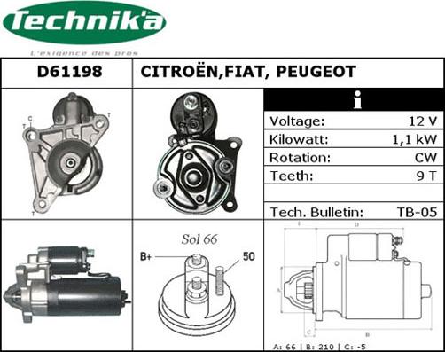 Technika D61198 - Démarreur cwaw.fr