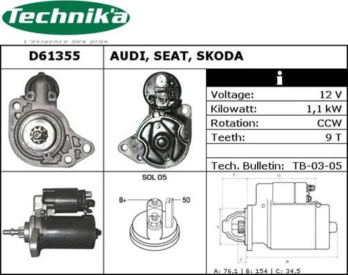 Technika D61355 - Démarreur cwaw.fr