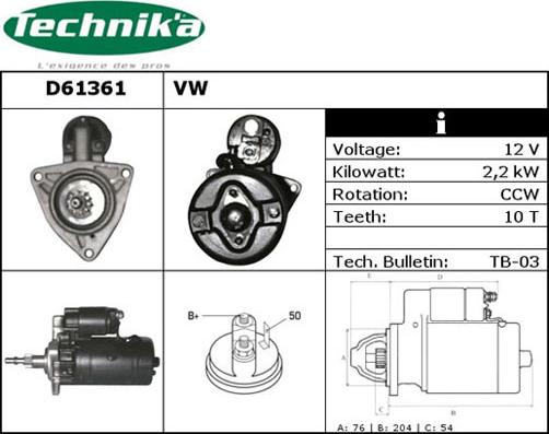 Technika D61361 - Démarreur cwaw.fr